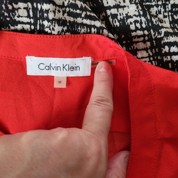 Calvin Klein Vibrant Red and Black Blouse, Size Medium - Picture 4 of 5